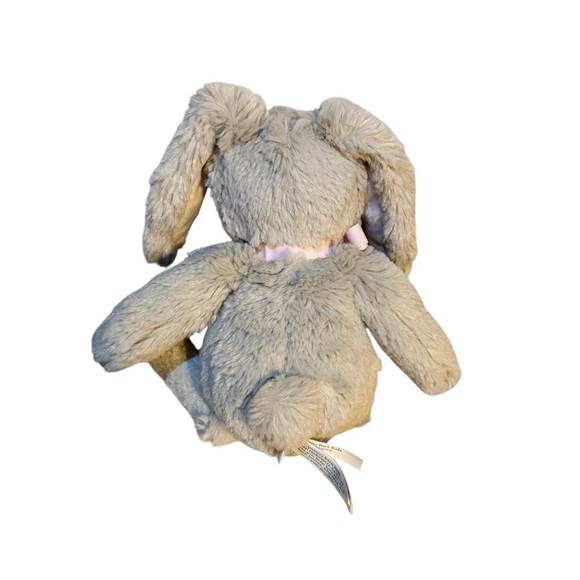 PBK Pottery Barn Kids Gray Pink Bow Bunny Rabbit Plush Stuffed Animal 12” - Picture 2 of 4